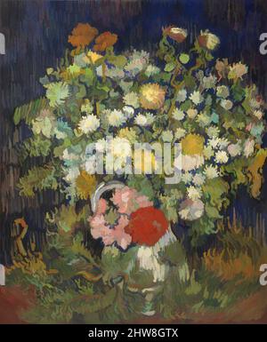 Art inspiré par bouquet de fleurs dans un vase, 1890, huile sur toile, 25 5/8 x 21 1/4 po. (65,1 x 54 cm), peintures, Vincent van Gogh (néerlandais, Zundert 1853–1890 Auvers-sur-Oise), cette vie encore n'est pas mentionnée dans les lettres de Van Gogh et a surpris les érudits quant à sa place dans ses œuvres artistiques classiques modernisées par Artotop avec une touche de modernité. Formes, couleur et valeur, impact visuel accrocheur sur l'art émotions par la liberté d'œuvres d'art d'une manière contemporaine. Un message intemporel qui cherche une nouvelle direction créative. Artistes qui se tournent vers le support numérique et créent le NFT Artotop Banque D'Images