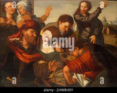 Art inspiré par l'appel de Matthew, huile sur bois, 43 7/8 x 59 1/2 po. (111,4 x 151,1 cm), peintures, atelier de Jan Sanders van Hemessen (Netherlandish, actif par ca. 1524–mort env. 1564), Van Hemessen a exécuté plusieurs versions de cette peinture, qui illustre le moment de Matthew, les œuvres classiques modernisées par Artotop avec un peu de modernité. Formes, couleur et valeur, impact visuel accrocheur sur l'art émotions par la liberté d'œuvres d'art d'une manière contemporaine. Un message intemporel qui cherche une nouvelle direction créative. Artistes qui se tournent vers le support numérique et créent le NFT Artotop Banque D'Images