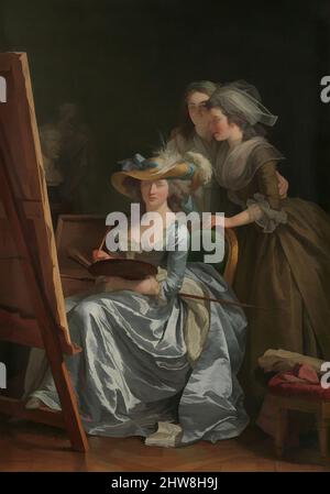 Art inspiré du autoportrait avec deux élèves, Marie Gabrielle Capet (1761–1818) et Marie Marguerite Carreaux de Rosemond (mort 1788), 1785, huile sur toile, 83 x 59 1/2 po. (210,8 x 151,1 cm), peintures, Adélaïde Labille-Guiard (français, Paris 1749–1803 Paris), Adélaïde Labille-Guiard, Œuvres classiques modernisées par Artotop avec une touche de modernité. Formes, couleur et valeur, impact visuel accrocheur sur l'art émotions par la liberté d'œuvres d'art d'une manière contemporaine. Un message intemporel qui cherche une nouvelle direction créative. Artistes qui se tournent vers le support numérique et créent le NFT Artotop Banque D'Images