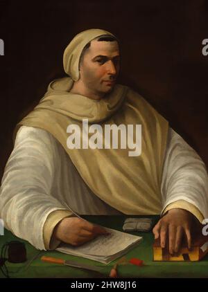 Art inspiré par Portrait d'un moine Olivetan, huile sur toile, 38 1/4 x 28 5/8 po. (97,2 x 72,7 cm), peintures, attribuées à Baldassare Tommaso Peruzzi (Italien, Ancaiano 1481–1536 Rome), le sitter dans ce portrait est un moine Olivetan, une branche des Bénédictins. Il est entouré par, les œuvres classiques modernisées par Artotop avec un peu de modernité. Formes, couleur et valeur, impact visuel accrocheur sur l'art émotions par la liberté d'œuvres d'art d'une manière contemporaine. Un message intemporel qui cherche une nouvelle direction créative. Artistes qui se tournent vers le support numérique et créent le NFT Artotop Banque D'Images