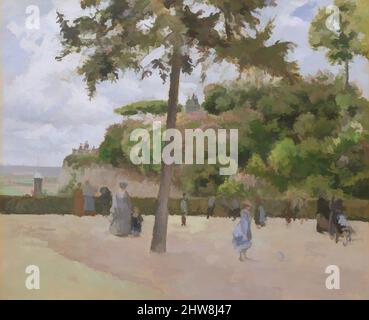 Art inspiré par le jardin public de Pontoise, 1874, huile sur toile, 23 5/8 x 28 3/4 po. (60 x 73 cm), peintures, Camille Pissarro (française, Charlotte Amalie, Saint Thomas 1830–1903 Paris), les peintures de Pissarro de la mi-1870s sont largement consacrées aux champs et routes près de sa maison, œuvres classiques modernisées par Artotop avec un peu de modernité. Formes, couleur et valeur, impact visuel accrocheur sur l'art émotions par la liberté d'œuvres d'art d'une manière contemporaine. Un message intemporel qui cherche une nouvelle direction créative. Artistes qui se tournent vers le support numérique et créent le NFT Artotop Banque D'Images