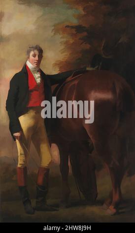 Art inspiré par George Harley Drummond (1783–1855), env. 1808–9, huile sur toile, 94 1/4 x 58 in. (239,4 x 147,3 cm), peintures, Sir Henry Raeburn (Britannique, Stockbridge, Écosse 1756–1823 Edimbourg, Écosse), le sitter, Vêtu de vêtements d'équitation, George Harley Drummond de Stanmore, oeuvres classiques modernisées par Artotop avec une touche de modernité. Formes, couleur et valeur, impact visuel accrocheur sur l'art émotions par la liberté d'œuvres d'art d'une manière contemporaine. Un message intemporel qui cherche une nouvelle direction créative. Artistes qui se tournent vers le support numérique et créent le NFT Artotop Banque D'Images