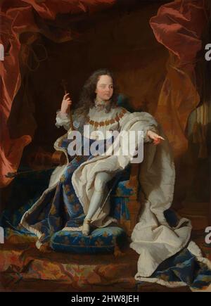 Art inspiré par Louis XV (1710–1774) à l'âge de cinq ans dans le Costume du Sacré, ca. 1716–24, huile sur toile, 77 x 55 1/2 in. (195,6 x 141 cm), peintures, Hyacinthe Rigaud (français, Perpignan 1659–1743 Paris) et Workshop, Louis XV succède au trône de France en 1715 sur les œuvres classiques modernisées par Artotop avec un peu de modernité. Formes, couleur et valeur, impact visuel accrocheur sur l'art émotions par la liberté d'œuvres d'art d'une manière contemporaine. Un message intemporel qui cherche une nouvelle direction créative. Artistes qui se tournent vers le support numérique et créent le NFT Artotop Banque D'Images