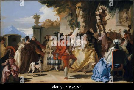 Art inspiré par Une danse dans le pays, ca. 1755, huile sur toile, 29 3/4 x 47 1/4 in. (75,6 x 120 cm), peintures, Giovanni Domenico Tiepolo (Italien, Venise 1727–1804 Venise), bien que Giandomenico Tiepolo ait aidé son père dans de nombreuses entreprises décoratives, son propre talent se trouvait dans les œuvres classiques modernisées par Artotop avec un peu de modernité. Formes, couleur et valeur, impact visuel accrocheur sur l'art émotions par la liberté d'œuvres d'art d'une manière contemporaine. Un message intemporel qui cherche une nouvelle direction créative. Artistes qui se tournent vers le support numérique et créent le NFT Artotop Banque D'Images