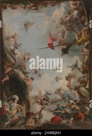 Art inspiré par la glorification de la famille Giustiniani, 1783, huile sur toile, 46 x 32 1/2 po. (116,8 x 82,6 cm), peintures, Giovanni Domenico Tiepolo (italien, Venise 1727–1804 Venise), ceci est un modèle pour un plafond du palais ducal, Gênes (détruit). Au sommet du centre, les œuvres classiques modernisées par Artotop avec une touche de modernité. Formes, couleur et valeur, impact visuel accrocheur sur l'art émotions par la liberté d'œuvres d'art d'une manière contemporaine. Un message intemporel qui cherche une nouvelle direction créative. Artistes qui se tournent vers le support numérique et créent le NFT Artotop Banque D'Images