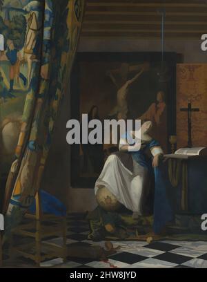 Art inspiré par Allegory de la foi catholique, ca. 1670–72, huile sur toile, 45 x 35 in. (114,3 x 88,9 cm), peintures, Johannes Vermeer (néerlandais, Delft 1632–1675 Delft), dans cette peinture atypique, l'artiste a employé un style plus abstrait pour s'adapter au sujet intellectuel. L'émotive, les œuvres classiques modernisées par Artotop avec un peu de modernité. Formes, couleur et valeur, impact visuel accrocheur sur l'art émotions par la liberté d'œuvres d'art d'une manière contemporaine. Un message intemporel qui cherche une nouvelle direction créative. Artistes qui se tournent vers le support numérique et créent le NFT Artotop Banque D'Images