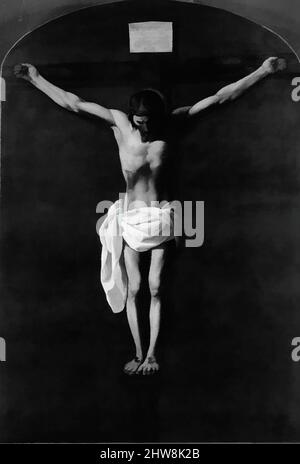 Art inspiré par la Crucifixion, huile sur toile, haut voûté, 112 x 75 7/8 po. (284,5 x 192,7 cm), peintures, atelier de Francisco de Zurbarán (espagnol, Fuente de Cantos 1598–1664 Madrid, oeuvres classiques modernisées par Artotop avec une touche de modernité. Formes, couleur et valeur, impact visuel accrocheur sur l'art émotions par la liberté d'œuvres d'art d'une manière contemporaine. Un message intemporel qui cherche une nouvelle direction créative. Artistes qui se tournent vers le support numérique et créent le NFT Artotop Banque D'Images