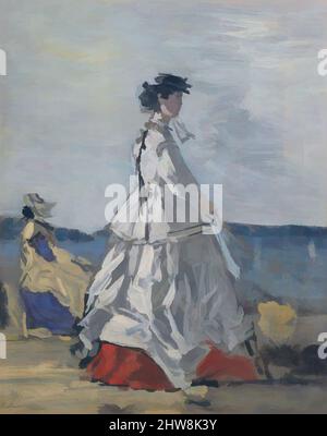 Art inspiré par la princesse Pauline Metternich (1836–1921) sur la plage, env. 1865–67, huile sur carton, posée sur bois, 11 5/8 x 9 1/4 po (29,5 x 23,5 cm), peintures, Eugène Boudin (français, Honfleur 1824–1898 Deauville), Pauline Metternich, Épouse de l'ambassadeur autrichien à la cour, Classic œuvres modernisées par Artotop avec un peu de modernité. Formes, couleur et valeur, impact visuel accrocheur sur l'art émotions par la liberté d'œuvres d'art d'une manière contemporaine. Un message intemporel qui cherche une nouvelle direction créative. Artistes qui se tournent vers le support numérique et créent le NFT Artotop Banque D'Images