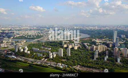 Vue panoramique sur Moscou. Vidéo. Ministère des Affaires étrangères. Russie. Vue de dessus. Banque D'Images