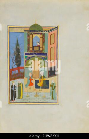 Art inspiré par Bahram Gur au Palais Vert lundi, Folio d'un Khamsa (Quintet) de Nizami, A.H. 931/A.D. 1524–25, fabriqué en Afghanistan d'aujourd'hui, Herat, encre, aquarelle opaque, argent, Et or sur papier, peinture: H. 7 1/4 po. (18,4 cm), CODICES, le Haft Paikar (sept, oeuvres classiques modernisées par Artotop avec une touche de modernité. Formes, couleur et valeur, impact visuel accrocheur sur l'art émotions par la liberté d'œuvres d'art d'une manière contemporaine. Un message intemporel qui cherche une nouvelle direction créative. Artistes qui se tournent vers le support numérique et créent le NFT Artotop Banque D'Images