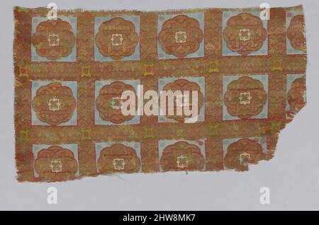 Art inspiré par fragment textile de la Dalmatique de San Valerius, 13th siècle, attribué à l'Espagne, soie, substrat animal doré autour d'un noyau de soie; lampas avec des couches séparables dans le tissage de sol, textile: H. 3 in. (7,6 cm), textiles-Woven, ce textile brocardé a été à l'origine, des œuvres classiques modernisées par Artotop avec une touche de modernité. Formes, couleur et valeur, impact visuel accrocheur sur l'art émotions par la liberté d'œuvres d'art d'une manière contemporaine. Un message intemporel qui cherche une nouvelle direction créative. Artistes qui se tournent vers le support numérique et créent le NFT Artotop Banque D'Images