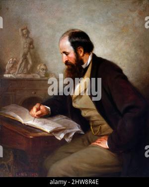 Portrait du sculpteur américain Henry Kirke Brown (1814-1886) de Louis Lang, huile à bord, 1863 Banque D'Images