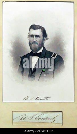 Art inspiré par Portrait of U. S. Grant, fin du 19th siècle, gravure, feuille: 11 7/8 x 9 3/8 pouces, gravures, John Chester Buttre (américain, Auburn, New York 1821–1893 Ridgewood, New York), après photographie par Barr & Young, œuvres classiques modernisées par Artotop avec un peu de modernité. Formes, couleur et valeur, impact visuel accrocheur sur l'art émotions par la liberté d'œuvres d'art d'une manière contemporaine. Un message intemporel qui cherche une nouvelle direction créative. Artistes qui se tournent vers le support numérique et créent le NFT Artotop Banque D'Images