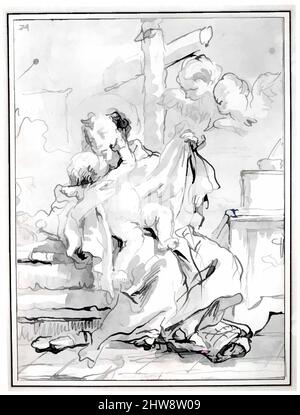 Art inspiré par Saint Anthony de Padoue avec l'enfant Christ, dans un intérieur, 1770, stylo et encre brune, lavage brun, 9 5/8 x 6 15/16 po. (24,4 x 17,7 cm), dessins, Giovanni Domenico Tiepolo (Italien, Venise 1727–1804 Venise, oeuvres classiques modernisées par Artotop avec une touche de modernité. Formes, couleur et valeur, impact visuel accrocheur sur l'art émotions par la liberté d'œuvres d'art d'une manière contemporaine. Un message intemporel qui cherche une nouvelle direction créative. Artistes qui se tournent vers le support numérique et créent le NFT Artotop Banque D'Images