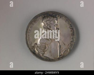 Art inspiré par la médaille Portrait de Philip II (contre); Mary Tudor Reine d'Angleterre (contre), 1555, alliage argent/cuivre avec traces de plomb, Diam. 6,6 cm, poids 98,96 g., médailles, Jacopo Nizolla da Trezzo (italien, Milan 1515/19–1589 Madrid), l'inverse porte un portrait de Philip II, œuvres classiques modernisées par Artotop avec un peu de modernité. Formes, couleur et valeur, impact visuel accrocheur sur l'art émotions par la liberté d'œuvres d'art d'une manière contemporaine. Un message intemporel qui cherche une nouvelle direction créative. Artistes qui se tournent vers le support numérique et créent le NFT Artotop Banque D'Images