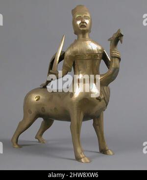 Art inspiré par Aquamanile sous la forme d'un Centaure couronné combattant un Dragon, 1200–1225, fabriqué en éventuellement Hildesheim, Basse-Saxe, Allemagne, allemand, alliage de cuivre, Total : 14 3/8 x 13 1/2 x 5 po, 8lb. (36,5 x 34,3 x 12,7 cm, 3786g), alliage de métal-cuivre, le centaure couronné (, oeuvres classiques modernisées par Artotop avec une touche de modernité. Formes, couleur et valeur, impact visuel accrocheur sur l'art émotions par la liberté d'œuvres d'art d'une manière contemporaine. Un message intemporel qui cherche une nouvelle direction créative. Artistes qui se tournent vers le support numérique et créent le NFT Artotop Banque D'Images