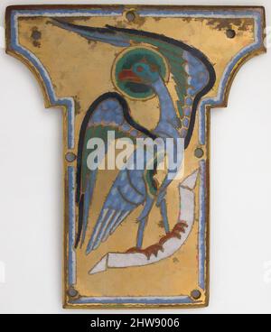 Art inspiré par la plaque d'une Croix avec l'aigle de Saint John, ca. 1185–95, fabriqué à Limoges, France, français, cuivre : gravé, Crépi, doré; émail de champlevé: Bleu foncé et clair, turquoise profond, vert foncé et moyen translucide, jaune, rouge et blanc, total: 4 x 3 7/16 x 1/8, oeuvres classiques modernisées par Artotop avec une touche de modernité. Formes, couleur et valeur, impact visuel accrocheur sur l'art émotions par la liberté d'œuvres d'art d'une manière contemporaine. Un message intemporel qui cherche une nouvelle direction créative. Artistes qui se tournent vers le support numérique et créent le NFT Artotop Banque D'Images