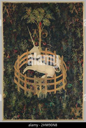 Art inspiré par l'Unicorn en captivité (des tapisseries de l'Unicorn), 1495–1505, pays-Bas du Sud, gauchissement de laine avec laine, soie, argent et dorures, total : 144 7/8 x 99 po. (368 x 251,5 cm), textiles-tapisseries, les sept tentures individuelles connues sous le nom de «The Unicorn tapisseries, Classic œuvres modernisées par Artotop avec une touche de modernité. Formes, couleur et valeur, impact visuel accrocheur sur l'art émotions par la liberté d'œuvres d'art d'une manière contemporaine. Un message intemporel qui cherche une nouvelle direction créative. Artistes qui se tournent vers le support numérique et créent le NFT Artotop Banque D'Images
