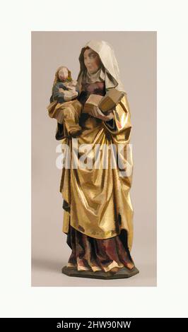 Art inspiré par la tenue de la Vierge et de l'enfant de Saint Anne, ca. 1500–1525, pays-Bas-Sud, noyer à polychromie et doré, fil d'or, total : 14 x 5 1/8 x 3 3/8 po. (35,6 x 13 x 8,6 cm), Sculpture-Bois, oeuvres classiques modernisées par Artotop avec une touche de modernité. Formes, couleur et valeur, impact visuel accrocheur sur l'art émotions par la liberté d'œuvres d'art d'une manière contemporaine. Un message intemporel qui cherche une nouvelle direction créative. Artistes qui se tournent vers le support numérique et créent le NFT Artotop Banque D'Images