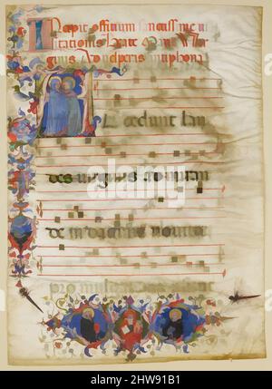 Art inspiré par la feuille de Manuscript avec la visite dans une première A et le cardinal Adam Easton avec un Saint dominicain et Saint Dominic, d'un Antiphonaire, ca. 1400, fabriqué à Venise, Italie, Italien, Tempéa, encre et or sur papier sulfurisé, 19 5/16 x 13 9/16 po. (49 x 34,5 cm), manuscrits, oeuvres classiques modernisées par Artotop avec une touche de modernité. Formes, couleur et valeur, impact visuel accrocheur sur l'art émotions par la liberté d'œuvres d'art d'une manière contemporaine. Un message intemporel qui cherche une nouvelle direction créative. Artistes qui se tournent vers le support numérique et créent le NFT Artotop Banque D'Images