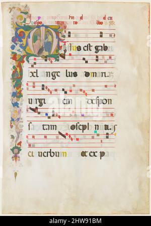 Art inspiré par la feuille de Manuscript avec Saint Jean l'évangéliste et Saint Jean le Baptiste dans un premier M, d'un Antiphonaire, deuxième demi 15th-siècle, fait à Florence, Italie, Italien, Tempéra, Encre et or sur papier parchemin, total : 22 5/16 x 15 9/16 po. (56,7 x 39,6 cm), manuscrits, oeuvres classiques modernisées par Artotop avec une touche de modernité. Formes, couleur et valeur, impact visuel accrocheur sur l'art émotions par la liberté d'œuvres d'art d'une manière contemporaine. Un message intemporel qui cherche une nouvelle direction créative. Artistes qui se tournent vers le support numérique et créent le NFT Artotop Banque D'Images