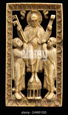 Art inspiré par la plaque avec le Christ présentant les clefs de Saint Pierre et la Loi à Saint Paul, ca. 1150–1200, fabriqué en Westphalie, Allemagne, allemand, ivoire d'éléphant, Total : 5 15/16 x 3 3/8 x 3/8 pouces (15,1 x 8,5 x 0,9 cm), les ivoires, le thème du Christ donnant les clés du ciel à, les oeuvres classiques modernisées par Artotop avec un peu de modernité. Formes, couleur et valeur, impact visuel accrocheur sur l'art émotions par la liberté d'œuvres d'art d'une manière contemporaine. Un message intemporel qui cherche une nouvelle direction créative. Artistes qui se tournent vers le support numérique et créent le NFT Artotop Banque D'Images