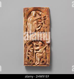 Art inspiré de la plaque avec Saint Aemilien, 1060–80, fabriqué à la Rioja, Espagne, Espagnol, ivoire d'éléphant, avec incrustation en verre, Total : 8 1/8 x 3 x 1/4 pouces (20,6 x 7,6 x 0,7 cm), ivoires, Maître Engelram et son fils Redolfo (espagnol, active Longroño, 1060–1090/5), les reliques du sixième, oeuvres classiques modernisées par Artotop avec une touche de modernité. Formes, couleur et valeur, impact visuel accrocheur sur l'art émotions par la liberté d'œuvres d'art d'une manière contemporaine. Un message intemporel qui cherche une nouvelle direction créative. Artistes qui se tournent vers le support numérique et créent le NFT Artotop Banque D'Images