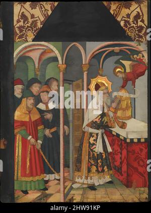 Art inspiré par Panel avec l'Ange apparaissant à Zacharias (d'une table de retable représentant Saint Jean-Baptiste et des scènes de sa vie), 1464–1507, fait à Aragon, Espagne, espagnol, Tempera sur bois, doré, 37 1/2 x 27 1/4 po. (95,3 x 69,2 cm), tableaux-Panneaux, Domingo RAM (espagnol, oeuvres classiques modernisées par Artotop avec une touche de modernité. Formes, couleur et valeur, impact visuel accrocheur sur l'art émotions par la liberté d'œuvres d'art d'une manière contemporaine. Un message intemporel qui cherche une nouvelle direction créative. Artistes qui se tournent vers le support numérique et créent le NFT Artotop Banque D'Images