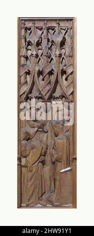 Art inspiré par Panel avec Christ montré au peuple, début du 16th siècle, fait en Normandie, France, français, Chêne, total: 35 1/2 x 10 1/2 po. (90,2 x 26,7 cm), boiseries-Architecture, oeuvres classiques modernisées par Artotop avec une touche de modernité. Formes, couleur et valeur, impact visuel accrocheur sur l'art émotions par la liberté d'œuvres d'art d'une manière contemporaine. Un message intemporel qui cherche une nouvelle direction créative. Artistes qui se tournent vers le support numérique et créent le NFT Artotop Banque D'Images