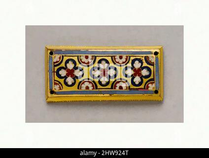 Art inspiré par la plaque d'un reliquaire, début du 13th siècle, fabriqué à Cologne, Allemagne, allemand, Champlevé et émail cloisonné, dorure de cuivre, total : 3 5/16 x 1 9/16 x 5/16 po. (8,4 x 4 x 0,8 cm), émaux, atelier du Maître du Caseret reliquaire de la Vierge Marie (allemand, Aachen, oeuvres classiques modernisées par Artotop avec une touche de modernité. Formes, couleur et valeur, impact visuel accrocheur sur l'art émotions par la liberté d'œuvres d'art d'une manière contemporaine. Un message intemporel qui cherche une nouvelle direction créative. Artistes qui se tournent vers le support numérique et créent le NFT Artotop Banque D'Images