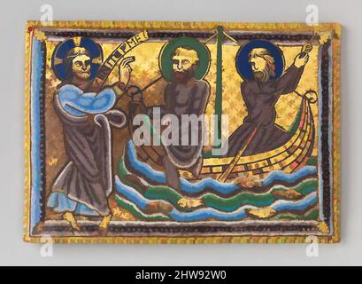 Art inspiré par plaque avec l'appel des Saints Pierre et Andrew, ca. 1160–80, fabriqué en Angleterre, en Angleterre, émail de Champlevé sur cuivre doré, 3 7/16 × 4 15/16 × 1/8 po. (8,7 × 12,5 × 0,3 cm), émaux-Champlevé, cette plaque rare et très importante incarne un moment clé dans les œuvres classiques modernisées par Artotop avec une touche de modernité. Formes, couleur et valeur, impact visuel accrocheur sur l'art émotions par la liberté d'œuvres d'art d'une manière contemporaine. Un message intemporel qui cherche une nouvelle direction créative. Artistes qui se tournent vers le support numérique et créent le NFT Artotop Banque D'Images