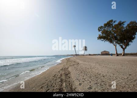 Plage de Los Bajos, Roquetas de Mar, Almería, Espagne Banque D'Images