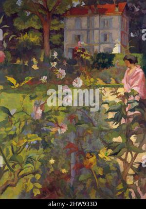 Art inspiré par le jardin à Vaucresson, 1920 ; retravaillé 1926, 1935, 1936, Distemper sur toile, 59 1/2 x 43 5/8 po. (151,1 x 110,8 cm), peintures, Édouard Vuillard (français, Cuiseaux 1868–1940 la Baule), cette peinture a commencé en 1920 à Vaucresson, une banlieue résidentielle à l'ouest de Paris, œuvres classiques modernisées par Artotop avec une touche de modernité. Formes, couleur et valeur, impact visuel accrocheur sur l'art émotions par la liberté d'œuvres d'art d'une manière contemporaine. Un message intemporel qui cherche une nouvelle direction créative. Artistes qui se tournent vers le support numérique et créent le NFT Artotop Banque D'Images