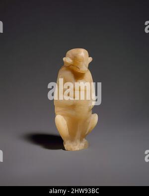 Art inspiré par vase dans la forme d'une mère singe avec son Jeune, ancien Royaume, dynastie 6, ca. 2289–2255 C.-B., d'Égypte, Travertine (albâtre égyptien), peinture, h. 13,7 cm (5 3/8 po), ce singe-mère maintient son bébé accroché fermement à sa poitrine. L'inscription se lit comme suit: 'NY-Khaswt-, oeuvres classiques modernisées par Artotop avec un peu de modernité. Formes, couleur et valeur, impact visuel accrocheur sur l'art émotions par la liberté d'œuvres d'art d'une manière contemporaine. Un message intemporel qui cherche une nouvelle direction créative. Artistes qui se tournent vers le support numérique et créent le NFT Artotop Banque D'Images