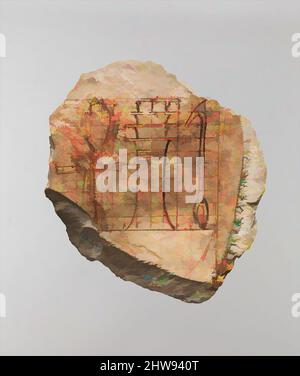 Art inspiré par le dessin à l'échelle de l'artiste des hiéroglyphes, Nouveau Royaume, dynastie 18, ca. 1479–1458 av. J.-C., d'Égypte, haute-Égypte, Thèbes, Deir el-Bahri, Hatshepsut Hole, 1922–23, calcaire, encre, 16 x 14,5 x 4 cm (6 5/16 x 5 11/16 x 1 9/16 po.), ce petit croquis dépeint fréquemment, des œuvres classiques modernisées par Artotop avec une touche de modernité. Formes, couleur et valeur, impact visuel accrocheur sur l'art émotions par la liberté d'œuvres d'art d'une manière contemporaine. Un message intemporel qui cherche une nouvelle direction créative. Artistes qui se tournent vers le support numérique et créent le NFT Artotop Banque D'Images