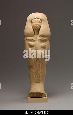 Art inspiré par la figure funéraire d'Isis, chanteur de l'Aten, Nouveau Royaume, période Amarna, dynastie 18, ca. 1353–1336 av. J.-C., d'Égypte; probablement du Moyen-Égypte, Amarna (Akhetaten), Limestone, H. 22,3 cm (8 3/4 po.); W. 7,2 cm (2 13/16 po.); D. 6 cm (2 3/8 po.), cette figure funéraire, œuvres classiques modernisées par Artotop avec une touche de modernité. Formes, couleur et valeur, impact visuel accrocheur sur l'art émotions par la liberté d'œuvres d'art d'une manière contemporaine. Un message intemporel qui cherche une nouvelle direction créative. Artistes qui se tournent vers le support numérique et créent le NFT Artotop Banque D'Images