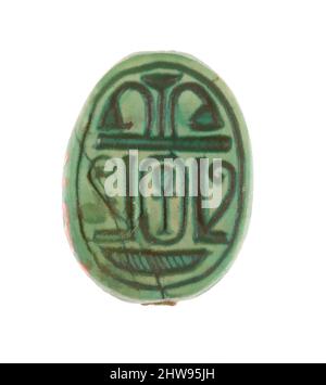 Art inspiré par Scarab inscrit avec un motif décoratif, Nouveau Royaume, dynastie 18, début, ca. 1479–1458 av. J.-C., d'Égypte, haute-Égypte, Thèbes, Deir el-Bahri, Temple de Hatshepsut, dépôt de fondation 9 (I), 1926–27, Steatite (vitrifié, œuvres classiques modernisées par Artotop avec une touche de modernité. Formes, couleur et valeur, impact visuel accrocheur sur l'art émotions par la liberté d'œuvres d'art d'une manière contemporaine. Un message intemporel qui cherche une nouvelle direction créative. Artistes qui se tournent vers le support numérique et créent le NFT Artotop Banque D'Images