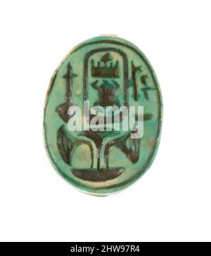 Art inspiré par Scarab inscrit au nom du trône de Thutmose III, Nouveau Royaume, dynastie 18, début, ca. 1479–1458 av. J.-C., d'Égypte, haute-Égypte, Thèbes, Deir el-Bahri, Temple de Hatshepsut, dépôt de fondation 7 (G), 1926–27, Steatite (vitrifié), L. 1,5 cm (9/16 po); w. 1,2 cm (1/2 po, œuvres classiques modernisées par Artotop avec une touche de modernité. Formes, couleur et valeur, impact visuel accrocheur sur l'art émotions par la liberté d'œuvres d'art d'une manière contemporaine. Un message intemporel qui cherche une nouvelle direction créative. Artistes qui se tournent vers le support numérique et créent le NFT Artotop Banque D'Images