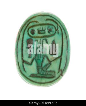 Art inspiré par Scarab inscrit au nom du trône de Thutmose III, Nouveau Royaume, dynastie 18, début, ca. 1479–1458 av. J.-C., d'Égypte, haute-Égypte, Thèbes, Deir el-Bahri, Temple de Hatshepsut, dépôt de fondation 7 (G), 1926–27, Steatite (vitrifié), L. 1,6 cm (5/8 po); w. 1,2 cm (1/2 po, œuvres classiques modernisées par Artotop avec une touche de modernité. Formes, couleur et valeur, impact visuel accrocheur sur l'art émotions par la liberté d'œuvres d'art d'une manière contemporaine. Un message intemporel qui cherche une nouvelle direction créative. Artistes qui se tournent vers le support numérique et créent le NFT Artotop Banque D'Images