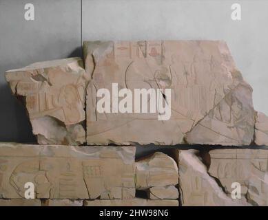 Art inspiré par les reliefs de la tombe de Nespekashuty, période tardive, Saite, dynastie 26, 656–610 av. J.-C., D'Égypte, de haute Égypte, de Thèbes, de Deir el-Bahri, de la tombe de Nespekashuty (TT 312,), du fond de la paroi ouest de la salle externe, 1922–23, calcaire, peinture, H. 35 cm (13 3/4 po); w. 57 cm (22 7/16 po, œuvres classiques modernisées par Artotop avec une touche de modernité. Formes, couleur et valeur, impact visuel accrocheur sur l'art émotions par la liberté d'œuvres d'art d'une manière contemporaine. Un message intemporel qui cherche une nouvelle direction créative. Artistes qui se tournent vers le support numérique et créent le NFT Artotop Banque D'Images