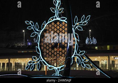 聖火/la flamme olympique, 10 FÉVRIER 2022 : les Jeux Olympiques d'hiver de 2022 à Beijing à la place de la Médaille Zhangjiakou à Zhangjiakou, Hebei, Chine. ÉTATS-UNIS ORIGINE SA Banque D'Images