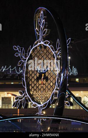 聖火/la flamme olympique, 10 FÉVRIER 2022 : les Jeux Olympiques d'hiver de 2022 à Beijing à la place de la Médaille Zhangjiakou à Zhangjiakou, Hebei, Chine. ÉTATS-UNIS ORIGINE SA Banque D'Images