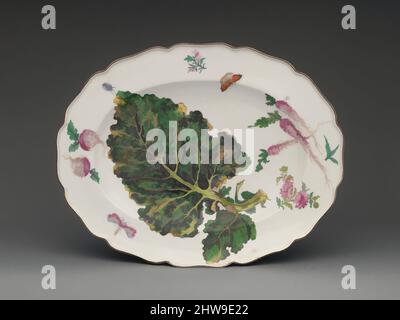 Art inspiré par le plateau ovale botanique avec feuille de navet, env. 1755, British, Chelsea, porcelaine tendre, ensemble (confirmé) : 1 5/8 × 14 3/8 × 11 1/4 po. (4,1 × 36,5 × 28,6 cm), Ceramics-porcelaine, fabrique de porcelaine Chelsea (britannique, 1745–1784, période d'ancrage rouge, env. 1753–58, œuvres classiques modernisées par Artotop avec une touche de modernité. Formes, couleur et valeur, impact visuel accrocheur sur l'art émotions par la liberté d'œuvres d'art d'une manière contemporaine. Un message intemporel qui cherche une nouvelle direction créative. Artistes qui se tournent vers le support numérique et créent le NFT Artotop Banque D'Images