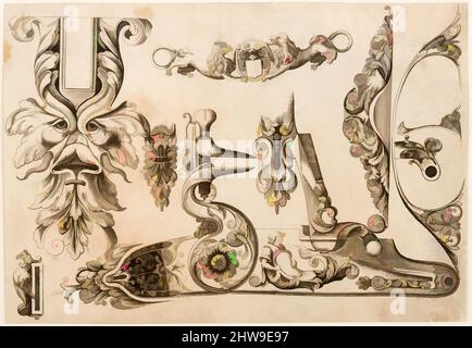 Art inspiré par la plaque neuf de plusieurs modèles des plus nouvelles manieres qui sont en usage en l'Art de Arquebuzerie, ca. 1660, Paris, Français, Paris, gravure, feuille : 7 1/8 x 5 po (18,1 x 5 cm), œuvres sur papier-gravures, peu est connu sur les gunmakers royaux, Thulaine et le, œuvres classiques modernisées par Artotop avec une touche de modernité. Formes, couleur et valeur, impact visuel accrocheur sur l'art émotions par la liberté d'œuvres d'art d'une manière contemporaine. Un message intemporel qui cherche une nouvelle direction créative. Artistes qui se tournent vers le support numérique et créent le NFT Artotop Banque D'Images