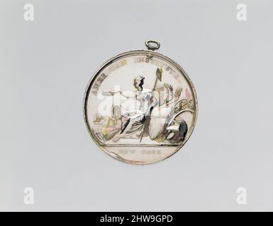 Art inspiré par la Médaille du prix de l'American Institute, ca. 1838, fabriqué aux États-Unis, argent, Diam. 2 po (5,1 cm), Sculpture, Moritz Fürst (né en 1782, actif États-Unis, 1807–ca. 1840), pendant environ trente-trois ans de carrière de Fürst aux États-Unis, l'artiste né en Hongrie, Classic œuvres modernisées par Artotop avec un peu de modernité. Formes, couleur et valeur, impact visuel accrocheur sur l'art émotions par la liberté d'œuvres d'art d'une manière contemporaine. Un message intemporel qui cherche une nouvelle direction créative. Artistes qui se tournent vers le support numérique et créent le NFT Artotop Banque D'Images
