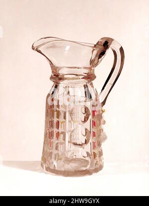 Art inspiré par Pitcher, 1800–1900, fabriqué à East Cambridge, Massachusetts, États-Unis, américain, verre pressé, H. 9 1/4 po (23,5 cm), Glass, probablement New England Glass Company (American, East Cambridge, Massachusetts, 1818–1888, œuvres classiques modernisées par Artotop avec une touche de modernité. Formes, couleur et valeur, impact visuel accrocheur sur l'art émotions par la liberté d'œuvres d'art d'une manière contemporaine. Un message intemporel qui cherche une nouvelle direction créative. Artistes qui se tournent vers le support numérique et créent le NFT Artotop Banque D'Images