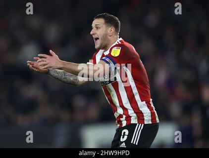 Sheffield, Royaume-Uni, 4th mars 2022. Billy Sharp, de Sheffield Utd, exprime son opinion lors du match du championnat Sky Bet à Bramall Lane, Sheffield. Crédit photo à lire: Darren Staples / Sportimage crédit: Sportimage / Alay Live News Banque D'Images