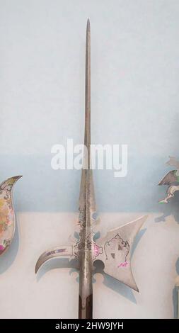 Art inspiré par Halberd de Johann Georg I de Saxe (1585–1656) en tant qu'administrateur de l'épiscopat de Meresburg, en date de 1609, allemand, acier, bois, L. 103 11/32 po (262,51 cm) ; L. de la tête (sans les sangles) 29 po (73,66 cm) ; avec 10 7/8 po (27,61 cm) ; poids 6 lb 8 oz (2948 g), Shafted, oeuvres classiques modernisées par Artotop avec une touche de modernité. Formes, couleur et valeur, impact visuel accrocheur sur l'art émotions par la liberté d'œuvres d'art d'une manière contemporaine. Un message intemporel qui cherche une nouvelle direction créative. Artistes qui se tournent vers le support numérique et créent le NFT Artotop Banque D'Images