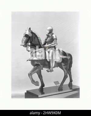 Art inspiré par l'armure pour l'homme et le cheval probablement fait pour le Baron Pankraz von Freyberg (1508–1565), armure de l'homme, ca. 1535–40; armure de cheval, datée de 1554; aciers de selle, restaurations ultérieures, Landshut, allemand, Landshut, acier ; cuir, Alliage de cuivre, textile, WT. De l'armure de l'homme environ 55 lb, oeuvres classiques modernisées par Artotop avec une touche de modernité. Formes, couleur et valeur, impact visuel accrocheur sur l'art émotions par la liberté d'œuvres d'art d'une manière contemporaine. Un message intemporel qui cherche une nouvelle direction créative. Artistes qui se tournent vers le support numérique et créent le NFT Artotop Banque D'Images