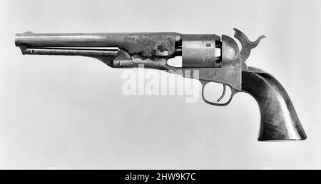 Art inspiré par Colt modèle 1861 Navy percussion Revolver, numéro de série 12240, 1863, Hartford, Connecticut, cuisine américaine, Hartford, Connecticut, acier, laiton, bois (noyer), L. 12 3/4 po (32,39 cm) ; L. du fût 7 1/2 po. (19,05 cm) ; Cal. .36 po (9,1 mm), armes à feu-pistolets-revolvers, ce, oeuvres classiques modernisées par Artotop avec un peu de modernité. Formes, couleur et valeur, impact visuel accrocheur sur l'art émotions par la liberté d'œuvres d'art d'une manière contemporaine. Un message intemporel qui cherche une nouvelle direction créative. Artistes qui se tournent vers le support numérique et créent le NFT Artotop Banque D'Images